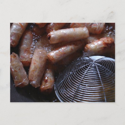 Carte Postale Rouleaux Printemps En Cours De Fabrication Au Laos (Devant)