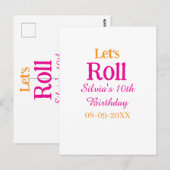 Carte Postale Roulons joyeux 10ème anniversaire ajouter nom rose (Devant / Derrière)