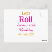 Carte Postale Roulons joyeux 10ème anniversaire ajouter nom rose (Dos)