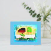 Carte Postale roulotte gitane de petite maison (Debout devant)