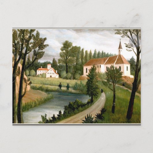 Carte Postale Rousseau - Paysage avec chapelle, art (Devant)