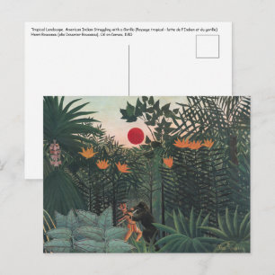 Carte Postale Rousseau - Paysage tropical, Indien et gorille