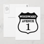 Carte Postale Route 1 Signe Cadeaux Woodward (Devant / Derrière)