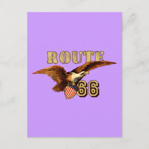 Carte Postale Route 66 Drapeau américain USA Bald Eagle