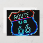 Carte Postale Route 66 néon photo (Devant / Derrière)
