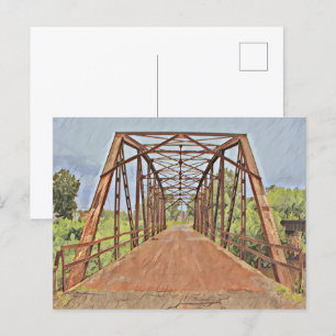 Carte Postale Route 66 Oklahoma Rock Creek Bridge Aquarelle