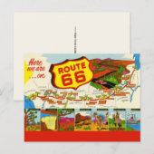 Carte Postale Route 66 Rouge Rétro (Devant / Derrière)