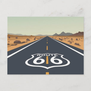 Carte Postale Route 66 Route Désertique Art de Voyage Vintage