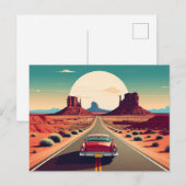 Carte Postale Route 66 Vintage Car Desert Travel (Devant / Derrière)