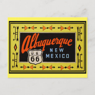 Carte Postale Route 66 - Vintage voyage Albuquerque Nouveau-Mexi