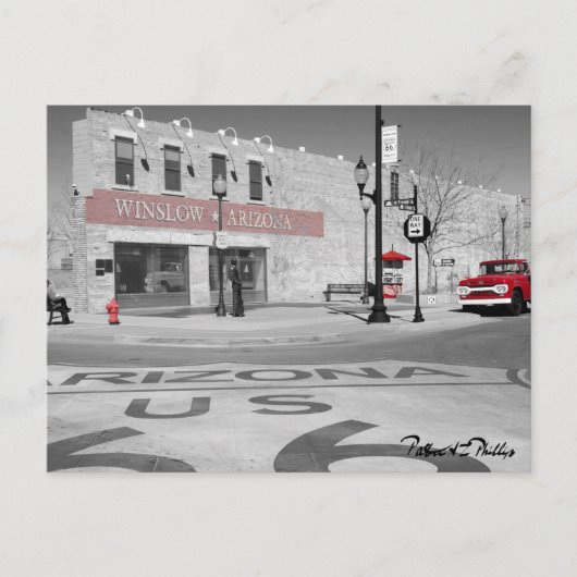 Carte Postale Route 66 Winslow Arizona Red Splash Photo (Devant)