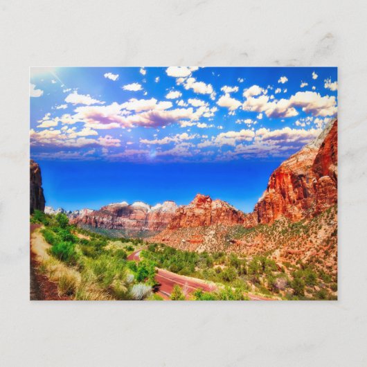 Carte Postale Route à travers le parc national de Zion (Devant)