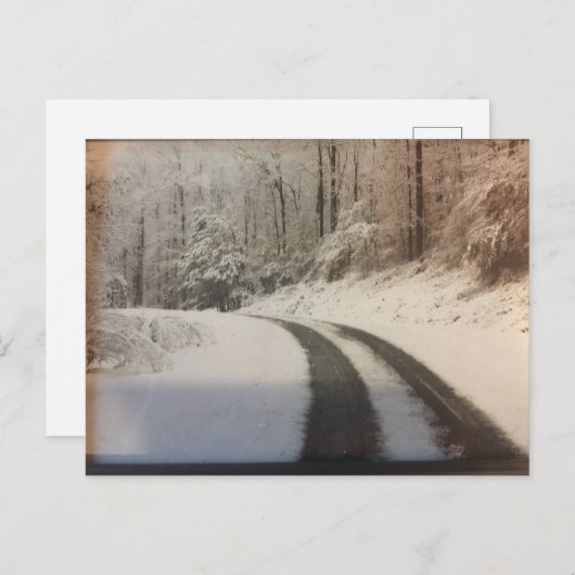 Carte Postale Route de campagne d'hiver (Devant / Derrière)