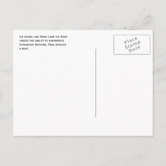 Carte Postale Route de glace du lac Rainy, Parc national de Voya (Dos)