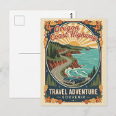Carte Postale Route de la Côte de l'Oregon Voyage Rétro (Devant / Derrière)