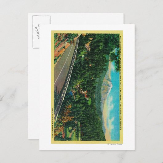 Carte Postale Route du Pacifique avec le mont Shasta à distance (Devant / Derrière)