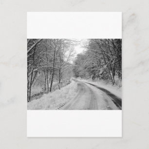 Carte Postale Route Pays Image noire et blanche avec neige