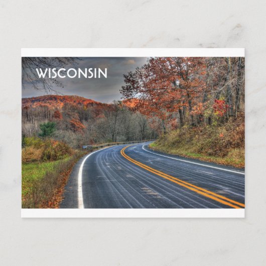 Carte Postale Route pittoresque du Wisconsin à l'automne (Devant)