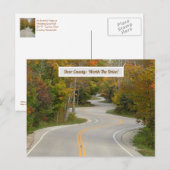 Carte postale, ROUTE PLEINE DE COURBES EN "S"/DOOR (Devant / Derrière)