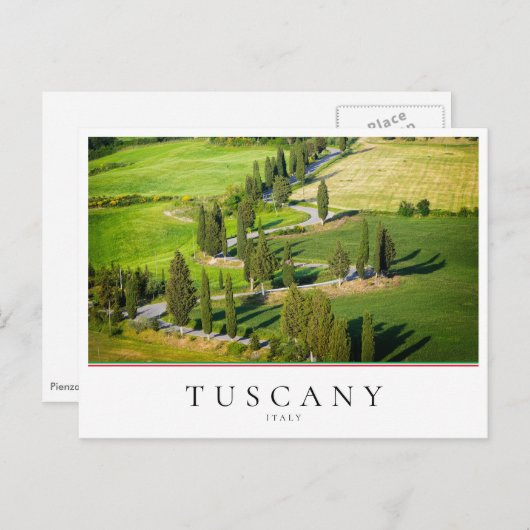 Carte Postale Route sinueuse Cypress en Toscane, Italie (Devant / Derrière)