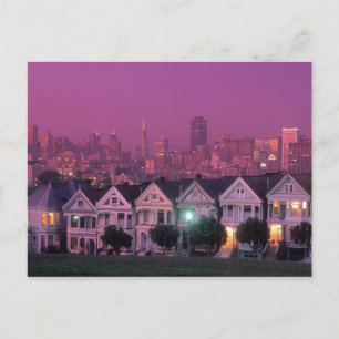 Carte Postale Row houses at sunset in San Francisco,