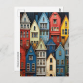 CARTE POSTALE ROW HOUSES COLORE ART POSTCARD (Devant / Derrière)