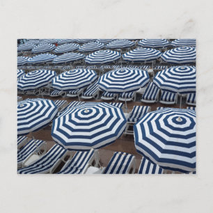 Carte Postale Rows of Striped Beach Umbrellas With Sun Beds