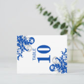 Carte Postale Royal Blue and Silver Flouring Numéro de tableau (Debout devant)