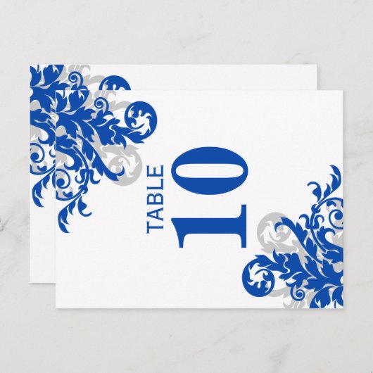 Carte Postale Royal Blue and Silver Flouring Numéro de tableau (Devant / Derrière)