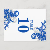 Carte Postale Royal Blue and Silver Flouring Numéro de tableau (Dos)