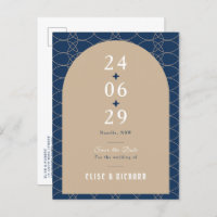 Royal Blue Classic Retro Enregistrer la date Invit