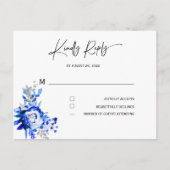 Carte Postale Royal Blue et mariage argent RSVP (Devant)