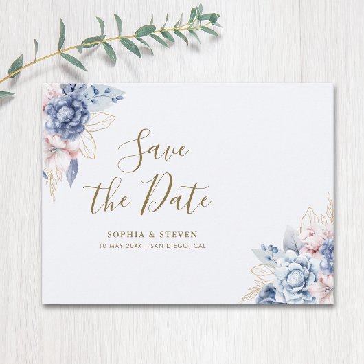 Carte Postale Royal Blue Flowers Wedding