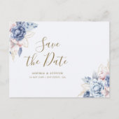 Carte Postale Royal Blue Flowers Wedding (Devant)