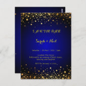 Carte Postale Royal Blue Gold Popular Enregistrer la date (Devant / Derrière)