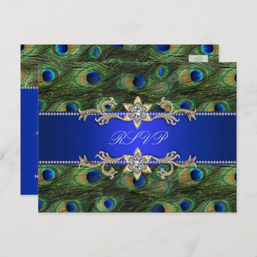 Carte postale Royal Blue Peacock RSVP (Devant / Derrière)