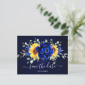 Carte Postale Royal Blue Rustic Tournesol moderne Enregistrer la (Debout devant)