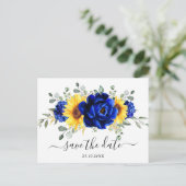Carte Postale Royal Blue Rustic Tournesol moderne Enregistrer la (Debout devant)
