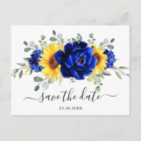 Royal Blue Rustic Tournesol moderne Enregistrer la