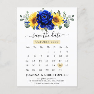 Carte Postale Royal Blue Rustic Tournesol moderne Enregistrer la