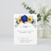 Carte Postale Royal Blue Rustic Tournesol Moderne Floral RSVP (Debout devant)