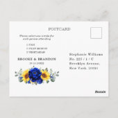 Carte Postale Royal Blue Rustic Tournesol Moderne Floral RSVP (Dos)