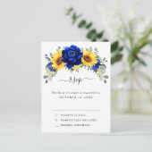 Carte Postale Royal Blue Rustic Tournesol Moderne Floral RSVP (Debout devant)
