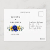 Carte Postale Royal Blue Rustic Tournesol Moderne Floral RSVP (Dos)