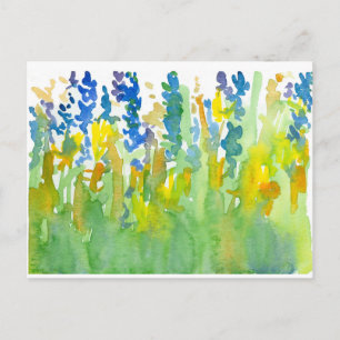 Carte Postale Royal Blue Sunshine Jaune Aquarelle Fleurs sauvage