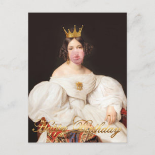 Carte Postale Royal Burst rose bulle gomme Diva Joyeux anniversa