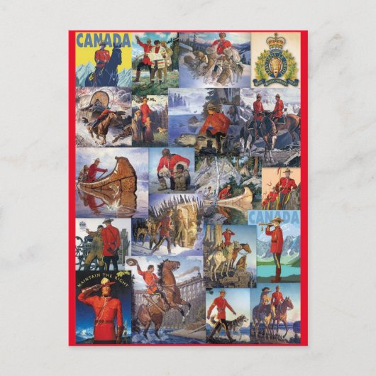 Carte Postale Royal Canadian Mounted Police Collage (Devant)