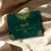 Carte Postale Royal Emerald Green Gold Ornate Wedding RSVP