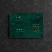 Carte Postale Royal Emerald Green Golden Lights Wedding RSVP