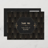Carte Postale Royal Gold Black Great Gatsby Art Déco Merci (Devant / Derrière)